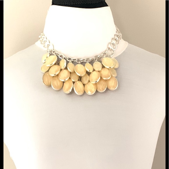 SILVER OPEN CHAIN WITH CLUSTER OF YELLOW BAUBLES - Picture 1 of 4